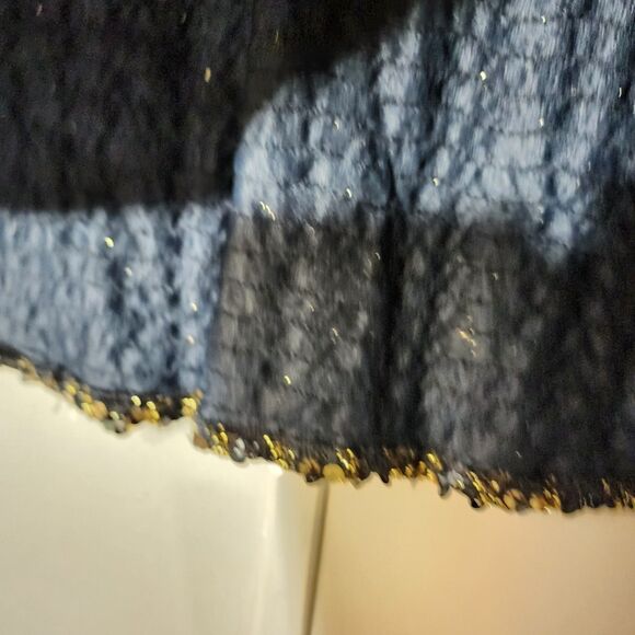 Roamans Black Gold Sequin VINTAGE Holiday Shell Top Plus Size 20/22 Stretch - Picture 6 of 16